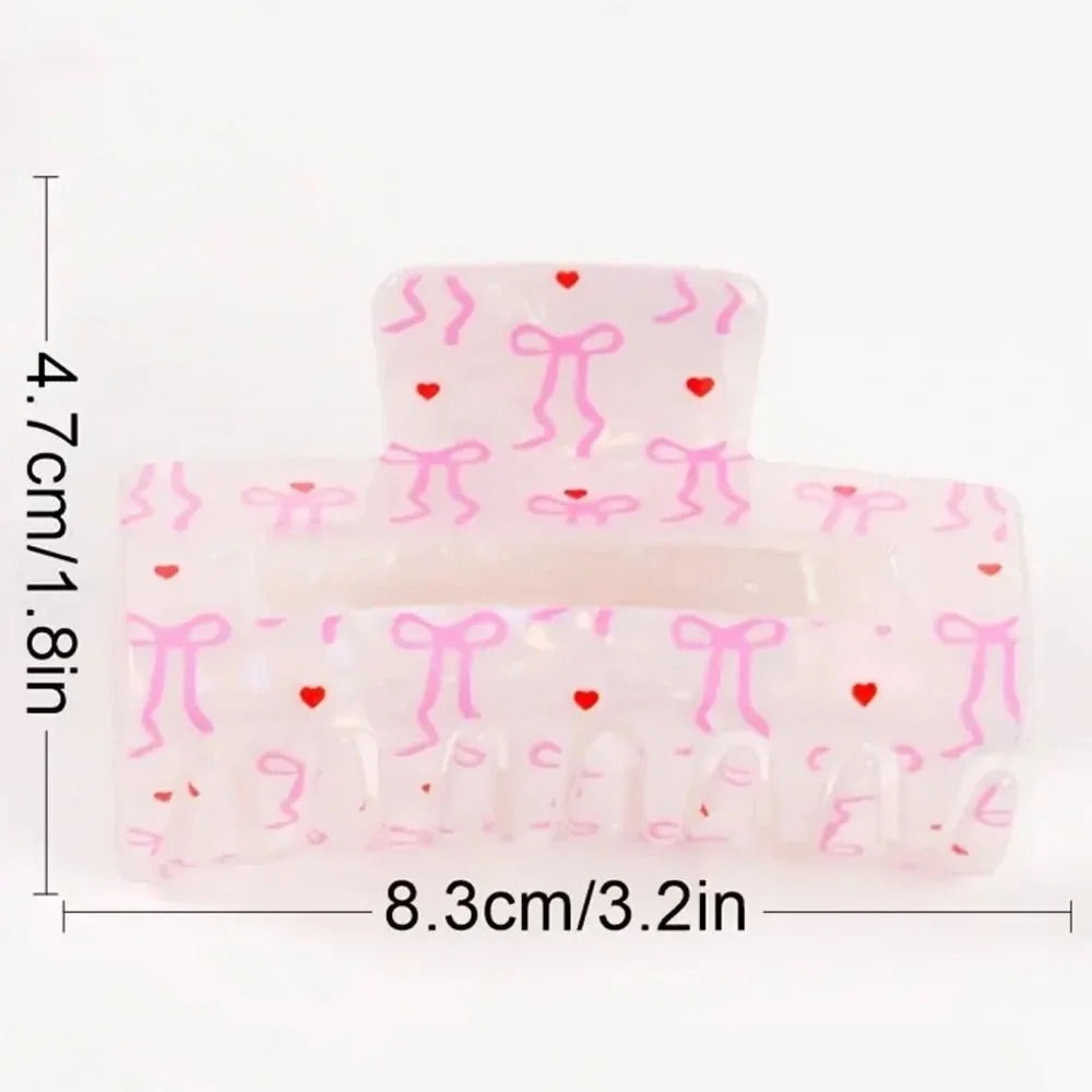 NEW Pink and Red Toile Bow Hair Claw Clip Valentines Day